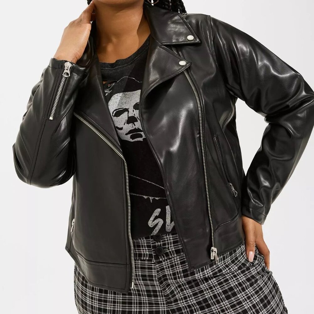 Torrid Faux Leather Asymmetrical Moto Jacket Size 4